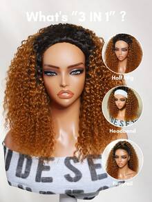 Black To Rich Copper Ombre Curly Half Wig Flip Over Glam-Ready Dark Roots Beginner-Friendly Daily Styling Flip Over Style Beginner-Friendly Glueless Drawstring Fit All Head Sizes 100% Human Hair Beginner Friendly Quick Wear Unice Wig - SNatural/Orange - View 7