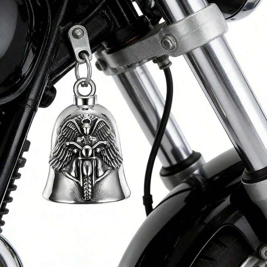 Punkstil ängelvingar klocka hängsmycke motorcykelklocka nyckelring för män, skyddande amulett mot onda andar, motorcykel smycke - A - Visa 1