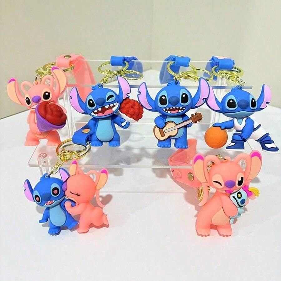 1pc Creative Cartoon Skateboard Stitch Keychain Adorable Stitch Lanyard Unisex Backpack Accessory Gift - Multicolor - View 1