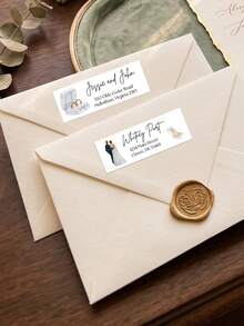 14/30/56pcs Custom Wedding Couple Envelope Sealing Stickers, Romantic Wedding Invitation Envelope Decor, Bridal Shower Favor Gift Bag Sticker - Multicolor - View 2