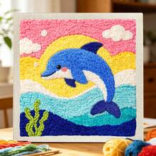 DIY Punch Needle Kit For Beginners – Includes Punch Needle, Yarn, Instructions, Square Hoop & Pre-Printed Fabric (Sea Creatures). Creative Craft For Wall Decor Or Gifting. 2D Printed Punch Needle Starter Kit. 24x24cm (9.44x9.44in). - 24x24cm/9.44x9.44in - View 5