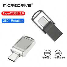 Microdrive 2‑In‑1 USB‑C USB2.0 Flash Drive, 360° Rotatable Metal Mini U Disk, Plug & Play Memory Stick For Type‑C Phone Laptop PC - View 1