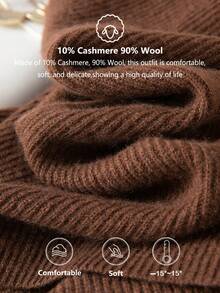 HEYMINI Fashionable Fake Collar Women's Wool Sweater, Slim Fit Long Sleeve Knit Pullover, Autumn/Winter Inner Layer Sweater, Brown Top - Brown - View 3