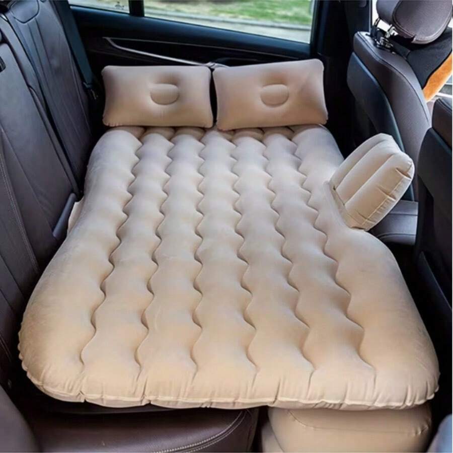 Car Inflatable Mattress (Fits Multiple Car Models) Sedan Rear Seat Travel Sleeping Pad, Foldable Convenient Storage/Suitable For Camping Trips, Portable Car Sleep Mattress, Flocked Surface, Rear Seat Gap Filler, Travel Bed, Suitable For Road Trips, Outdoor Adventures And Long Distance Travel