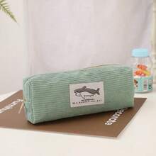 Shark Embroidery Pencil Case, Cute Big Shark Square Highly Attractive Stationery Storage Bag, Compact And Adorable Pencil Pouch For Primary And Middle School Students - Multicolor - View 6