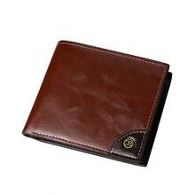 Men's Oil Wax Leather Short Bifold Wallet, Multi-Slot Large Capacity Coin Cash Card Holder, Business Minimalist Classic Wallet - Multicolor - View 9