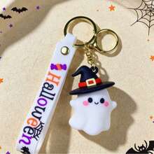 1pc Halloween Pumpkin Keychain, Cute Cartoon Pumpkin Charm, Soft Rubber Keyring, Car Pendant, Bag Accessory, Festive Gift - Multicolor - View 11