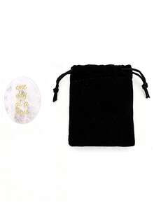 1/3 Pcs Engraved Natural Crystal Stone"One Day At A Time" With Velvet Pouch, Inspirational Pocket Gemstone, Gift & Decor Accessory - Multicolor - View 10