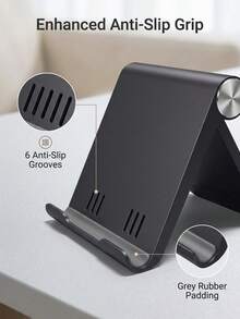 1/2 Foldable Phone Stand, Portable Metal Phone Holder With Stable Triangular Support And Front Tray, Compact Desktop Phone Stand For Hands-Free Video Watching, Live Streaming, Office, Study, Charging And Travel Use - Multiple Styles - View 3