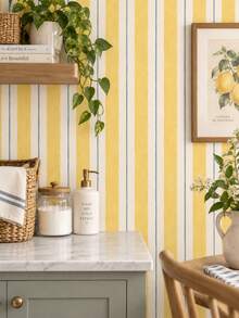 SUPSTICKER 1PC Vintage Stripe Half Wall Sticker Peel And Stick Removable DIY PVC Wall Decor For Living Room Bedroom Home Interior - 1PC - View 10