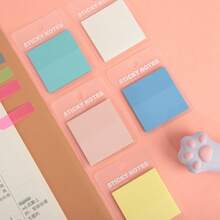 20pcs Morandi Solid Color Transparent Sticky Notes, Semi-Transparent Writable Memo Pads, Strong Adhesive No Residue, Student Textbook Marking Note Index, Office Memo Highly Attractive Stationery Supplies - A - View 1