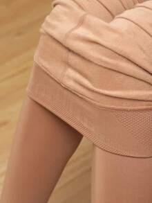 1 Pair Women's 600D Fleece Lined Fashion Tights - Apricot - View 2
