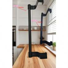 1pc Stainless Steel No-Drill Telescopic Towel Rack, Kitchen Cabinet Door Back Hanging Cloth Hook - Black - View 8