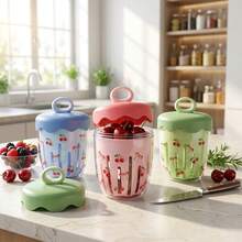 Plastic Food Storage Containers With Lids, Clear Double Layer Salad Container For Lunch, Travel Snack Containers With Handle And Fork, Fruit Storage Drain Basket, To Go Meal Prep Containers With Stickers For School Office - Multicolor - View 2