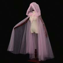 1pc High Quality Halloween Carnival Double Layer Mesh Transparent Hooded Cape Witch Costume Vampire Bride Solid Color Cloak For Adults - Multicolor - View 9