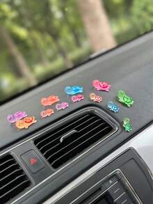 6pcs/12pcs Turtle Shaped Car Dashboard Decor Ornament, Multi‑Color Auto Interior Desktop Decoration - A - View 3
