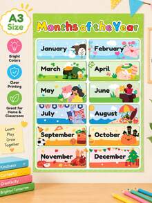 20Pcs A3 Kids Educational Learning Posters, Alphabet Numbers Shapes Colors Weather Solar System Wall Charts, Preschool Homeschool Classroom Teaching Aids For Toddlers - Multicolor - View 9
