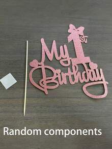 1件裝玫瑰金「My First Birthday」蛋糕插牌，公主主題派對裝飾，竹製蛋糕裝飾配件（隨機配件） - 彩色 - 查看 7