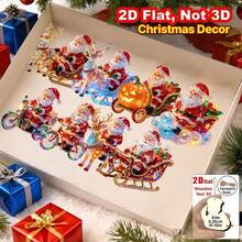 2D Flat 1/8pcs Set New Fun 2D Embossed Wooden Home Decor Christmas Santa Sitting On Various Christmas Vehicle Patterns Holiday Pendant Hanging Ornament Practical And Beautiful Decoration - Multicolor - View 5