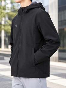 Under Armour 男士休閒梭織連帽夾克刷毛運動衫/建議訂購大一號 22600401-001 - 黑色 - 查看 2