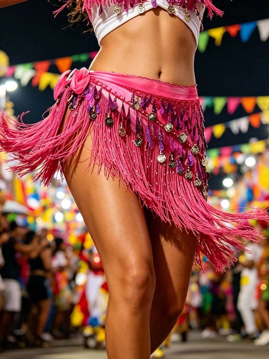 Belly Dance Waist Chain Sequin Belt Hip Scarf Tassel Triangle Waist Scarf Latin Dance Belt