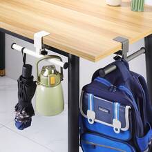 Clip‑On Adjustable Hanging Rod, No‑Drill Desktop Side Hanger, Multi‑Functional Storage Rack For Home, Office, Dorm, Kitchen And Bathroom, Space‑Saving Organizer For Clothes, Towels, Bags, Hats And Scarves - View 8