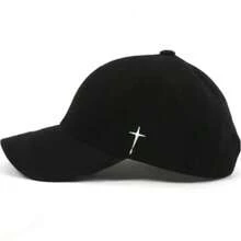 1pc Men's Side Geometric Embroidered Baseball Cap, Unisex - Black - View 3