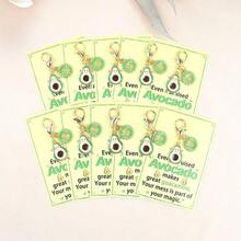 10pcs Fresh Avocado And Daisy Keychains, Can Be Hung On Keys, Bags. Suitable For Daily Small Gifts, Party Favors, Heartwarming Little Presents; Matching Greeting Cards---Suitable For Giving To Best Friends, Classmates, Friends, Conveying Healing And Encouraging Sentiments. - Multicolor - View 6