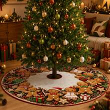1 buah Alas Pohon Natal Motif Manusia Kue Jahe, Dekorasi Liburan Warna Elegan, 5 Ukuran, Hadiah Liburan Unisex, Cocok Untuk Dekorasi Rumah dan Pesta Natal - Mengumpulkan Hadiah Kue Jahe Pohon Natal - View 4