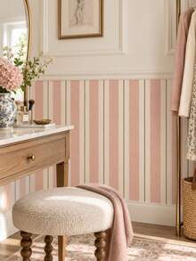 SUPSTICKER 1PC Vintage Stripe Half Wall Sticker Peel And Stick Removable DIY PVC Wall Decor For Living Room Bedroom Home Interior - 1PC - View 9