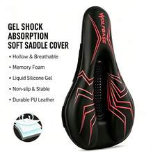 Bicycle Seat Silicone Cushion Cover With Double Hook And Loop Fastener, Stable And Non-Slip, Universal For Mountain And Road Bikes, Soft Saddle For Long-Distance Commuting And Cycling, Comfortable For Long Rides, Outdoor Cycling Accessory, Silicone + Memory Foam Filling, Hollow Breathable, Anti-Slip Bottom - Multicolor - View 13