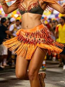 Belly Dance Waist Chain Sequin Belt Hip Scarf Tassel Triangle Waist Scarf Latin Dance Belt - Multicolor - View 3
