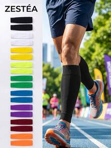 9 Pairs Unisex Multi-Color Solid Elastic Ribbed Breathable Sporty Footless Leg Warmers, Suitable For Football Outfits - Multicolor - View 1