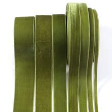 6-38mm 1捲橄欖綠單面絲絨緞帶，聖誕緞帶，適用珠寶展示包裝、花藝禮品包裝蝴蝶結、DIY派對裝飾 - 橄欖綠 - 查看 6