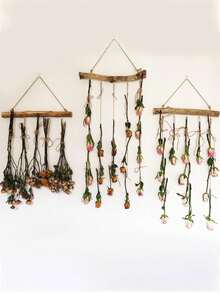 1/2pcs Driftwood Decorative Branch Farmhouse Style Home Wall Hanging Decor With 5 Hooks Hanging Jewelry Storage Rack - Multicolor - View 3