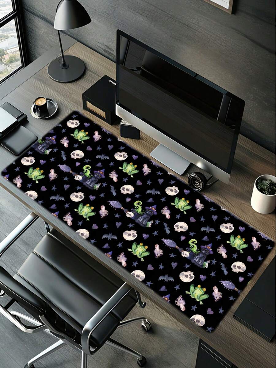 Halloween Cute Cat Spirit Desk Pad Mouse Pad, Multiple Sizes Available, Non-Slip Rubber Bottom With Stitched Edges, Decorative Desktop, Suitable For Back To School And Office Use - View 1