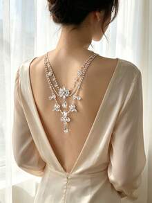 1 Piece Of Multi-Layered Body And Back Chain Studded With Rhinestones, Unique And Luxurious, Suitable For Women, Proms, Parties, And Gatherings. - Multicolor - View 3