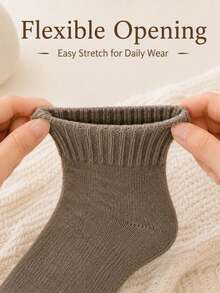 5/1 Pair Earth Tone Ribbed Mid-Calf Socks, 1 Pair Per Color, Vintage Solid Color Autumn/Winter Socks, 10 Pieces (Note: 2 Pieces = 1 Pair) - Multicolor - View 3