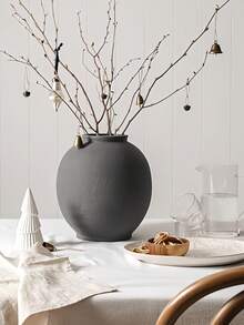 Large White Vase - 5.7 Inch Rustic Style Vase, Suitable For Home Decor, Minimalist Tall Vase, Can Be Used For Living Room, Dining Table, Bathroom, Holiday And Wedding (Black) - A - View 4