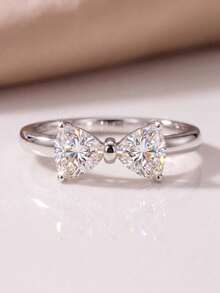 1pc Classic Elegant Bowknot Diamond Ring, Engagement Gift, Holiday Gift, Exquisite Jewelry Gift - Sparkling Bow Ring - View 4