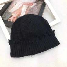 1pc Unisex Solid Color Street Style Distressed Knit Beanie Hat, Warm Outdoor Fashion Streetwear Couple Student Knitted Hat For Autumn/Winter, Suitable For Daily Wear - Multicolor - View 3