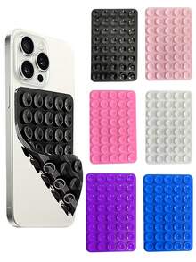 1PC 40-Piece Double-Sided Suction Cup Phone Holder, Strong Non-Slip Reusable Adhesive Creative Home Wall Hook, Multi-Scenario Sticky Mount Compatible With Glass, Tile, Metal Surfaces, Bathroom, Kitchen, Car - Clear - View 1