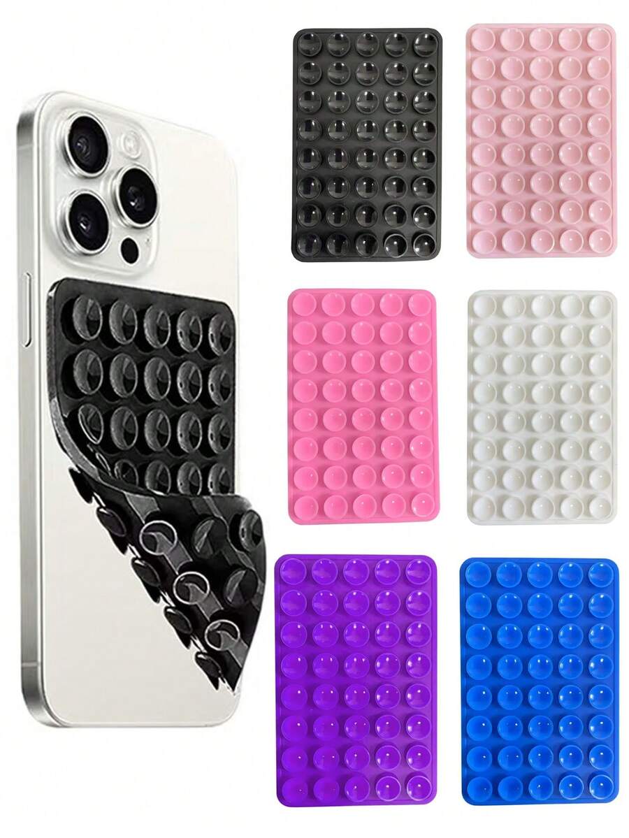 1PC 40-Piece Double-Sided Suction Cup Phone Holder, Strong Non-Slip Reusable Adhesive Creative Home Wall Hook, Multi-Scenario Sticky Mount Compatible With Glass, Tile, Metal Surfaces, Bathroom, Kitchen, Car - Clear - View 1