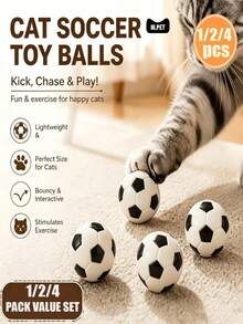 1/2/4pcs Cat Soccer Ball Toys - Interactive Rolling Ball, Suitable For Kittens And Adult Cats, Interactive Cat Toys, Self-Entertainment And Exercise For Cats And Kittens, Cat Toys, Indoor Entertainment - Multicolor - View 8