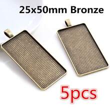 5pcs Rectangle Pendant Cabochon Blank Base Setting Bezel Tray 10x50mm/10X25mm/25x50mm Inner Size Alloy DIY Jewelry Making Accessories - Rectangular Base - View 19