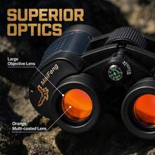 1pc 25X60 High Magnification Large Aperture Binoculars With Built-In Azimuth Compass, Classic Porro Prism Structure, Large Objective Lens Design, Sufficient Light Intake And Wide Field Of View, Suitable For Outdoor Adventure Enthusiasts, Bird Watchers, Sports Event Spectators, Mountain Climbing Explorers, Bird Watching, Sports Events Viewing - Multicolor - View 6