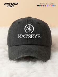 1pc "KATSEYE" Slogan Printed Round Pattern Baseball Cap, Lightweight Comfortable All-Season Multi-Functional Outdoor Sports Hat, Vintage Washed Cap - Suitable For Daily Wear And Street Style Decoration - A - View 12