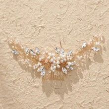 1pc Rhinestone Headpiece For Ball, Banquet, Bridal Wedding Hair Styling, Women And Girls Hair Accessory Hair Comb - Multicolor - View 4