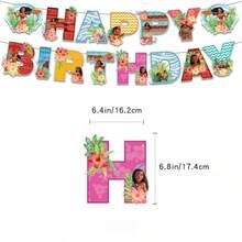 Disney Banner Selamat Ulang Tahun Bertema Tropis, Rangkaian Huruf Kertas Warna-warni Gaya Hawaii dengan Pola Kartun, Cocok untuk Pesta Ulang Tahun, Dekorasi Dinding Pesta Pantai Musim Panas - MultiWarna - View 4