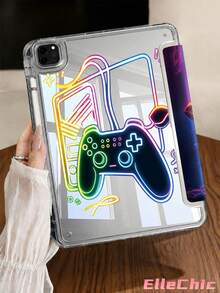 彩色遊戲控制器圖案保護殼，相容 iPad Air 8(M4)2026(11吋)、Air 4/5 10.9吋、7/8/9代 10.2吋，內建筆槽，相容 Tab S6 10.4吋、Kindle 11代(2022/2024)、Kindle Clara 2E、Clara Colour、Clara BW(6吋)與 Libra Colour(7吋)，可愛女孩風時尚設計，生日節日禮物 - 彩色 - 查看 3
